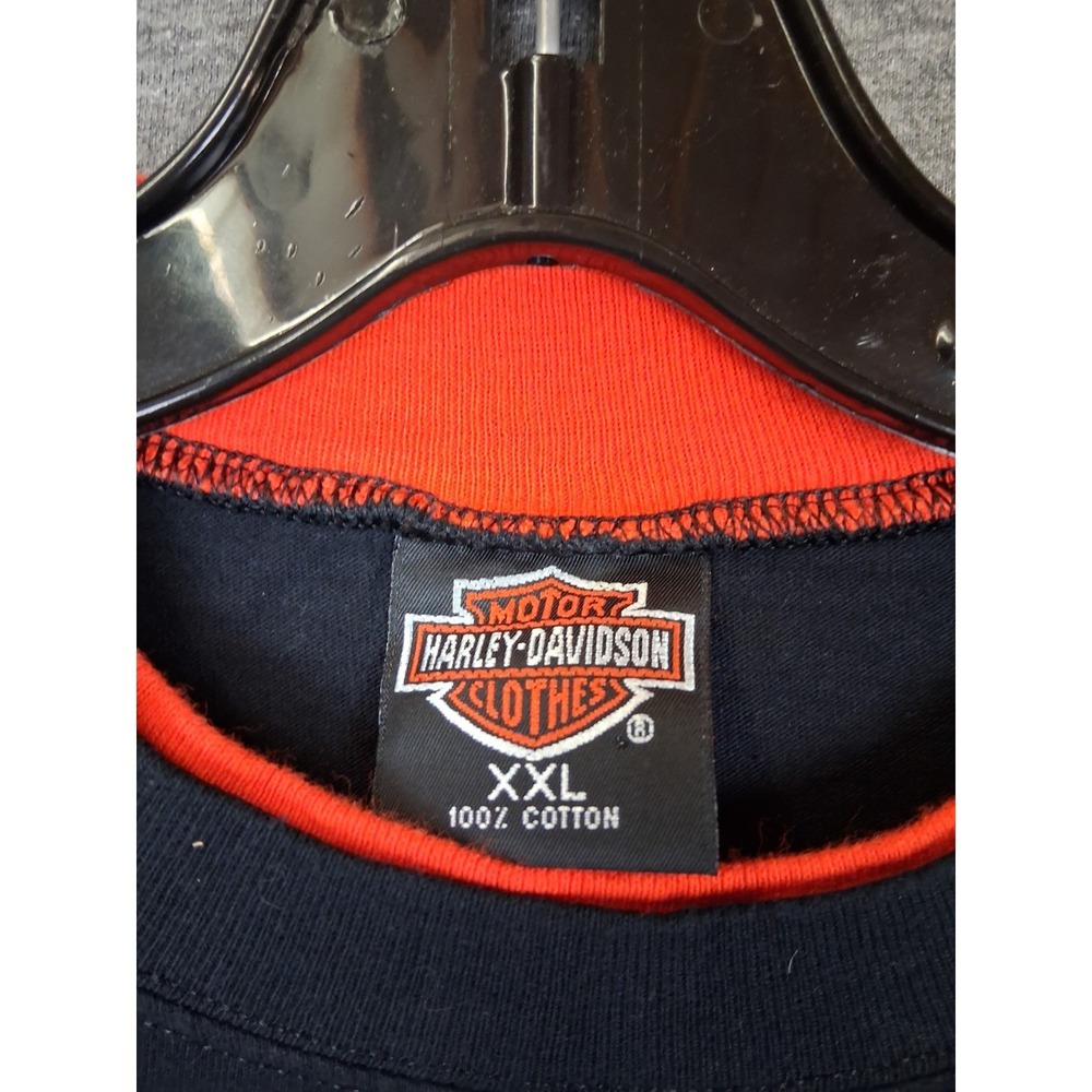 Harley Davidson Mens Shirt 2XL Black Orange USA Made North Texas Milwakee - Picture 4 of 9